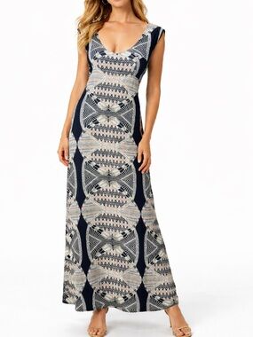 MARA HOFFMAN Boho Sleeveless Multicolored Black Maxi Dress